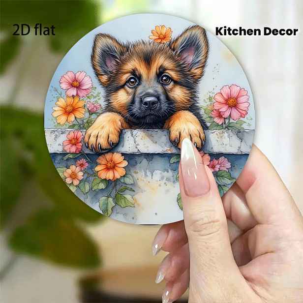 TEMU Roztomilý magnet na lednici s německým ovčákem, roztomilý magnet se zvířátkem, dekorace do kuchyně, kreslený pes, kreativní dárek, magnetická