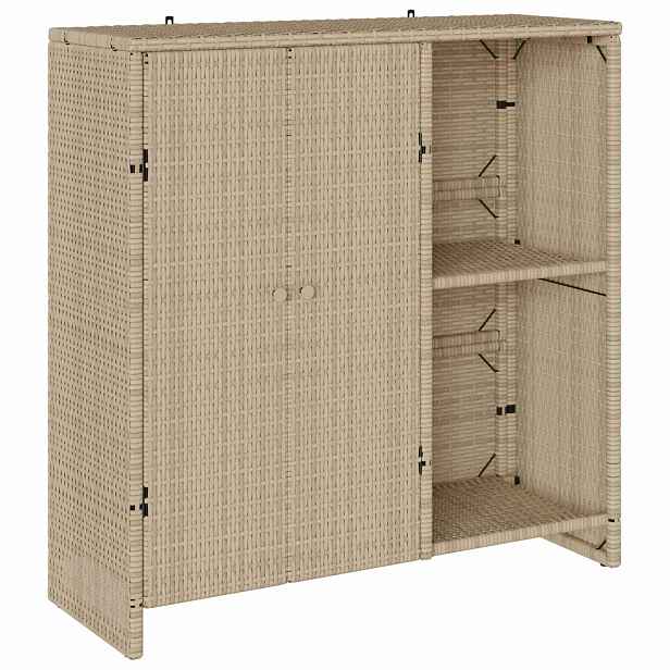 vidaXL Úložná skříňka s policí Béžová 100 x 36 x 102 cm Ratan