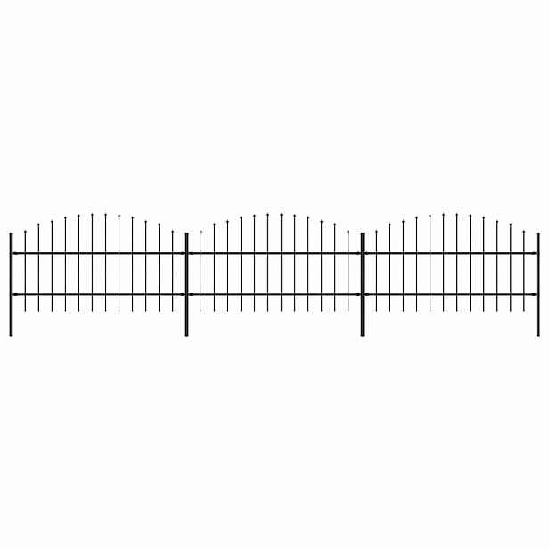 vidaXL Zahradní plot s kopím nahoře ocelový 504 x 100 cm černý