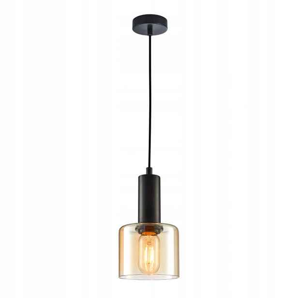 Závěsná lampa Italux Santia černá, moderní, E27, sklo/ocel, stmívatelná