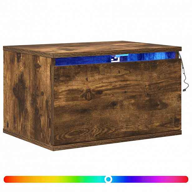 vidaXL Nástěnný noční stolek s LED osvětlením kouřový dub