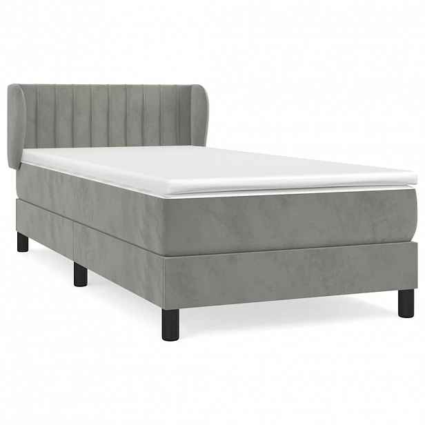 vidaXL Box spring postel s matrací světle šedá 80 x 200 cm samet
