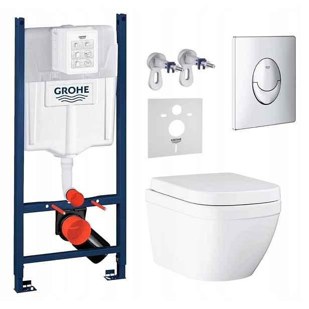 Podomítkový Wc set Stelaz s Wc mísou Grohe Euro Ceramic Tlačítko