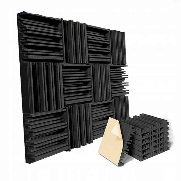 Nástěnné lamely 30 x 30 cm akustické na černém filcu Antracit