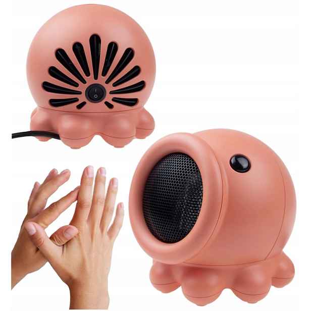 Ohřívač Mini Farelka Termoventilátor Síťový Chobotnice Růžový 500W 230V
