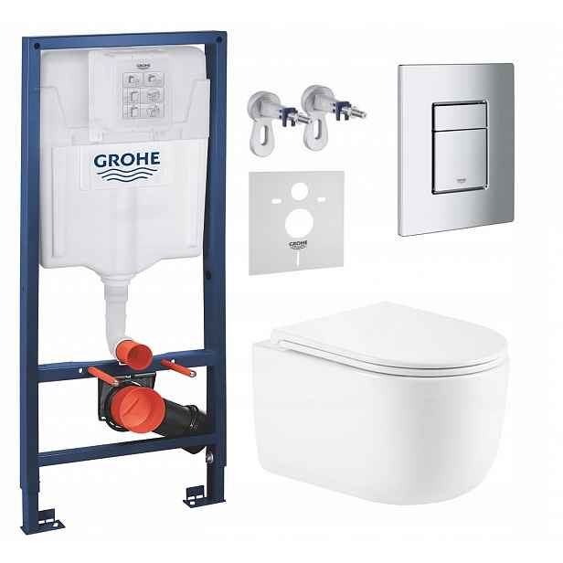 Podomítkový Wc set Grohe s mísou Lesna a tlačítkem Chrom Mat Fresh