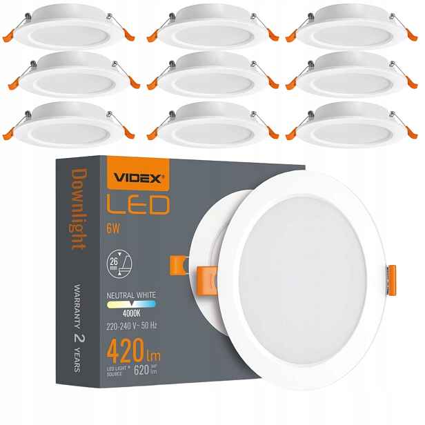 Sada 10 x Downlight bílý kulatý 11,8 cm Led 6W neutrální 4000K 620lm