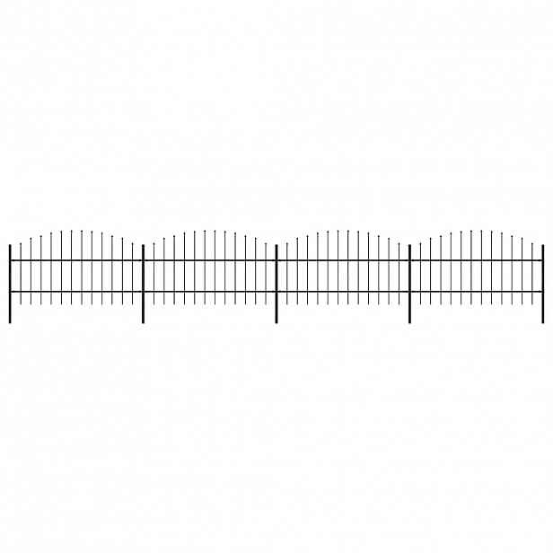 vidaXL Zahradní plot s kopím nahoře ocelový 671 x 100 cm černý
