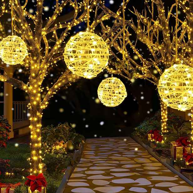 Led girlanda koule 4ks Ø20cm 184LED 8 režimů časovač IP44 – teplá bílá 2500K