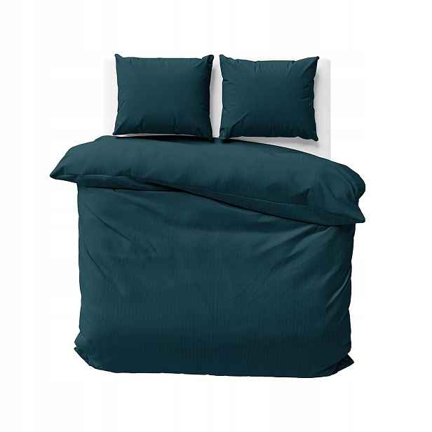 Povlečení damaškové 220x200 tyrkysová, tmavé, jednobarevné, proužky 1 cm, barva čistá