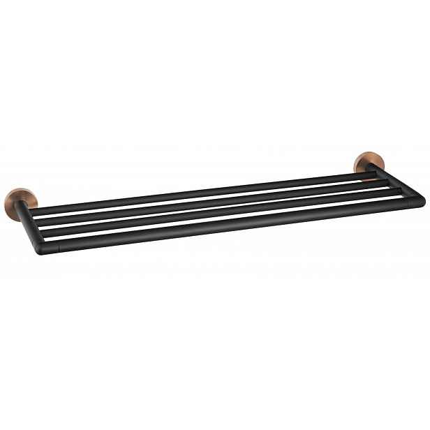 Sapho Larissa - Polička na ručníky 60 cm, černá/matná měď WS028BC