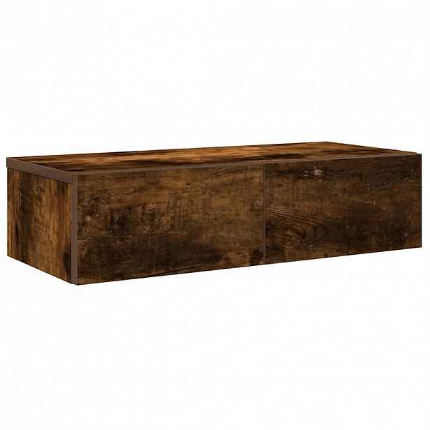 vidaXL Nástěnná police se zásuvkami kouřový dub 60x26,5x15 cm kompozit