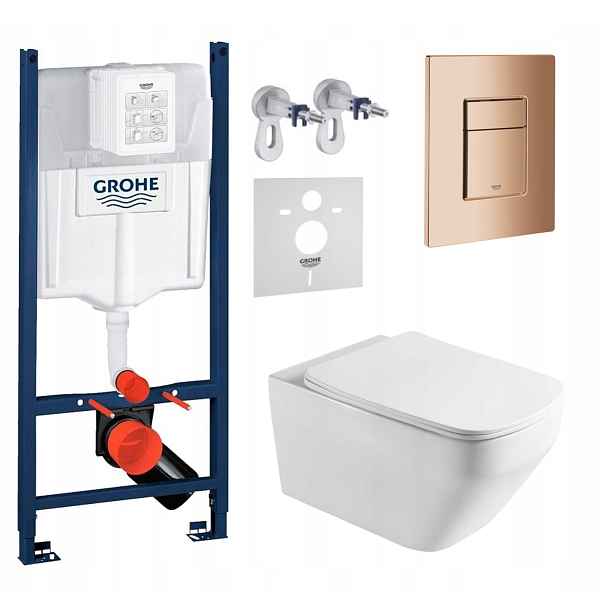 Wc sada Grohe Rapid s mísou Tornado Naron tlačítko měděný lesk