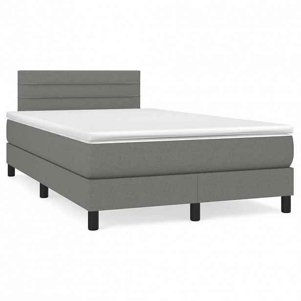 vidaXL Box spring postel s matrací tmavě šedá 120x200 cm textil