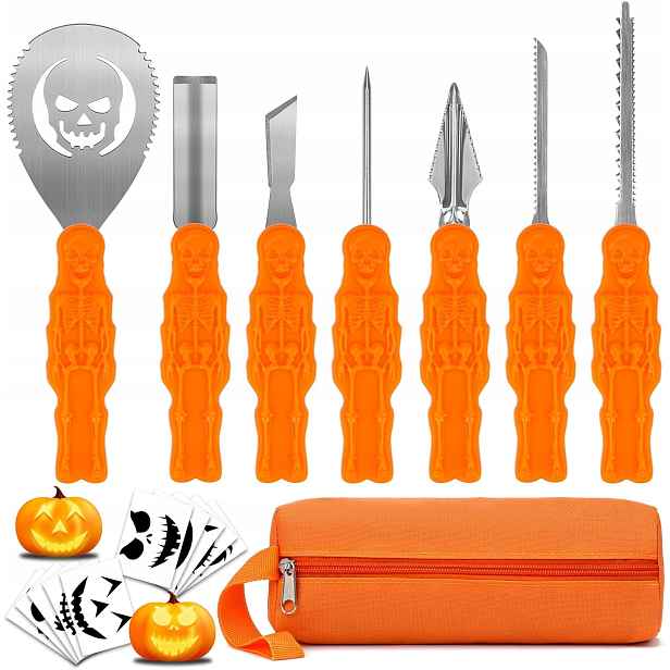 Dýňová Sada Na Vyřezávání 7 Prvků Šablony Taška Halloween
