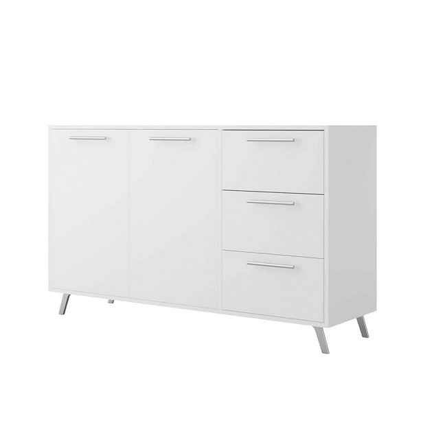 MASSENO KOMODA ELISE, 140/86/41 cm se 3 zásuvkami a 2 dvířky, bílá