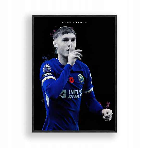 Obraz Cole Palmer Chelsea Fc Fotbalista Plakát Rámeček Dřevěný Černý 30x42 cm