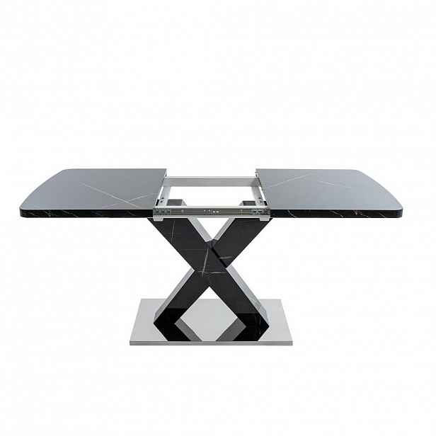 OKWISH JÍDELNÍ stůl 120-160/80/76,5 cm černý z MDF a oceli s rozkládací deskou