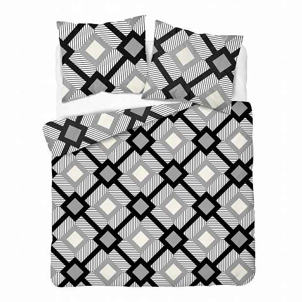 Povlečení 160x200 Geometrická mozaika v odstínech šedé