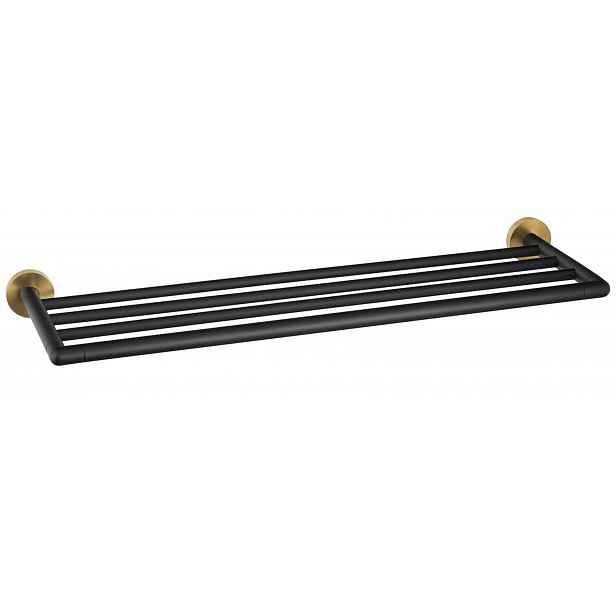 Sapho Larissa - Polička na ručníky 60 cm, černá/matná zlatá WS028BG