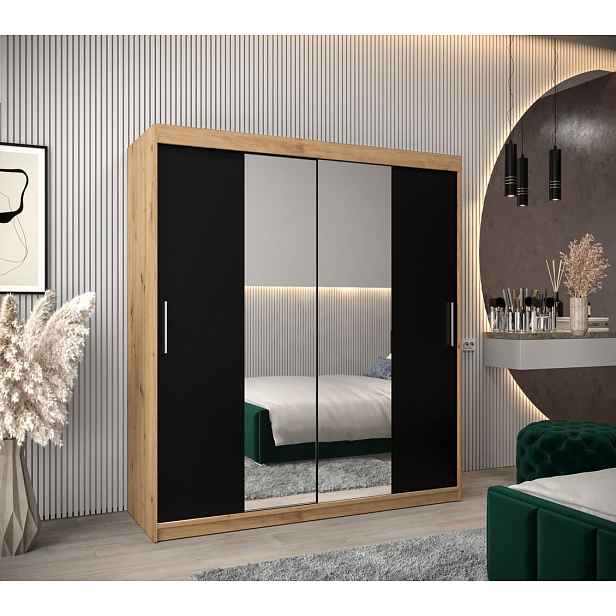 Skříň s posuvnými dveřmi v šířce 180 cm TIMEA 1 - dub artisan / černá