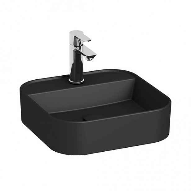 Umyvadlo na desku Jika Astra 40x40 cm černá mat otvor pro baterii, bez přepadu H8183617161111