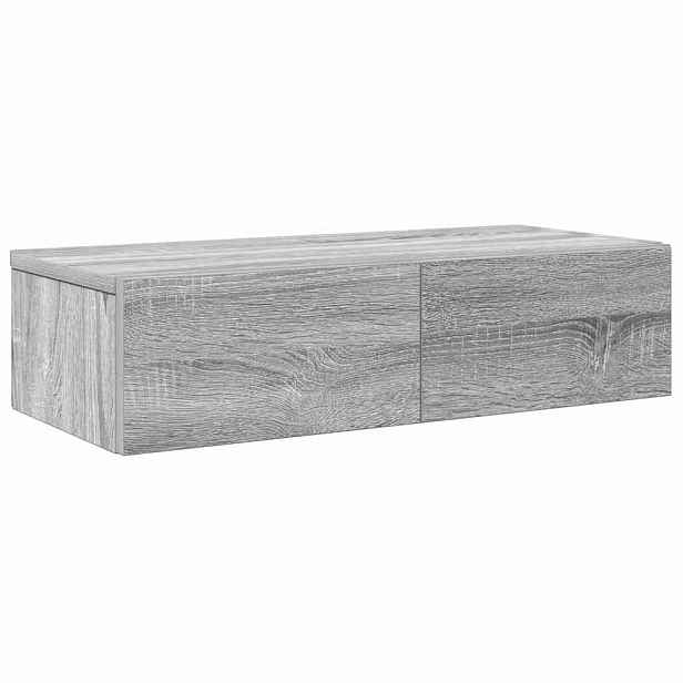 vidaXL Nástěnná police se zásuvkami šedá sonoma 60x26,5x15 cm kompozit
