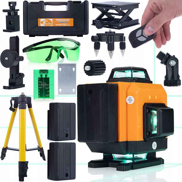 Set Křížový Laser Rosfix 360 16L Šikmý Stativ 120CM 2AKU Ovladač Akceso