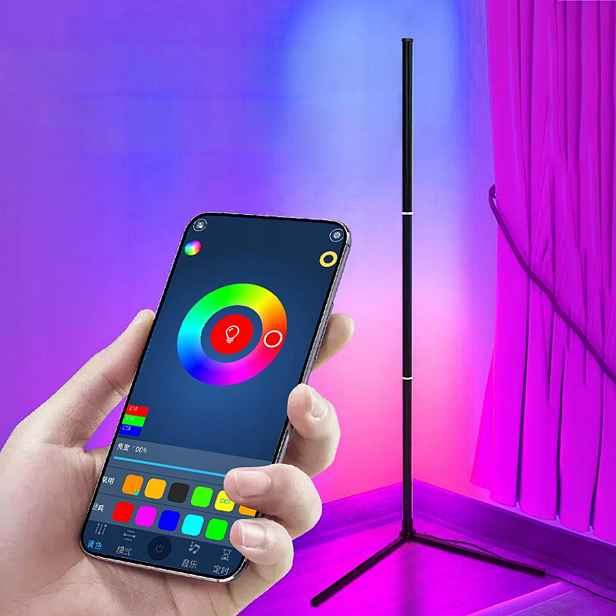 Podlahová Rohová Stojací Led Lampa Rgb 160 CM Dálkový Ovladač, Aplikace Bluetooth