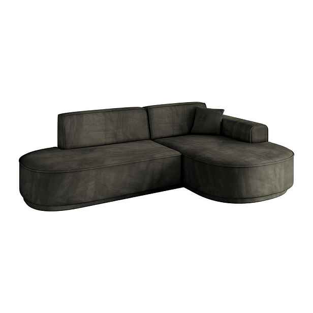ALTDECOR ROHOVÁ SEDAČKA s otomanem, pravá MARI-L1-v3 243x171x83 Černá Velur
