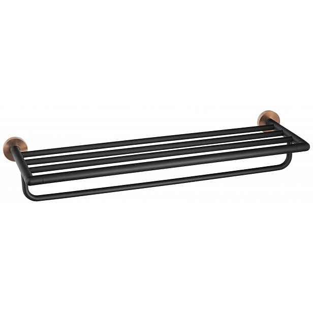 Sapho Larissa - Polička na ručníky 60 cm, černá/matná měď WS029BC