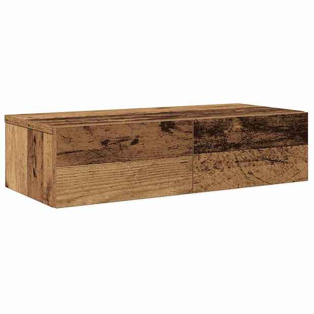 vidaXL Nástěnná police se zásuvkami old wood 60x26,5x15 cm kompozit