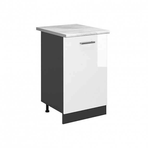 Vicco SPODNÍ SKŘÍŇKA KUCHYŇSKÉ LINKY R-Line, Bílá vysoký lesk/Antracit, 50 cm pracovná doska Mramor