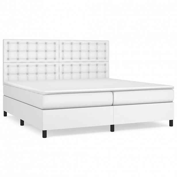 vidaXL Box spring postel s matrací bílá 200x200 cm umělá kůže