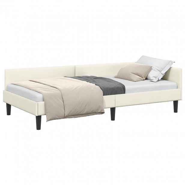 vidaXL Rohový rám postele Krémová 100 x 200 cm samet