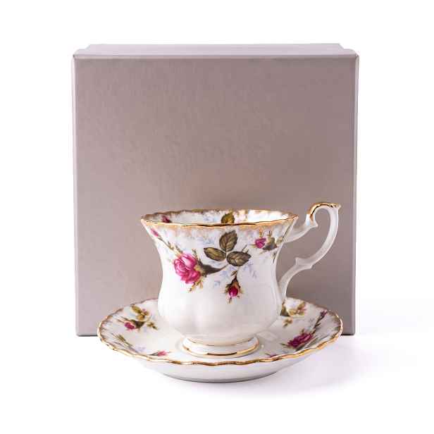 Elegantní porcelánová šálek s podšálkem 220 ml růže Chodzież Gift Box