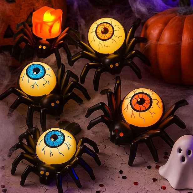 Led Svíčky Pavouk 12 Kusů Halloween Bezplamenné Dekorační Svíčky