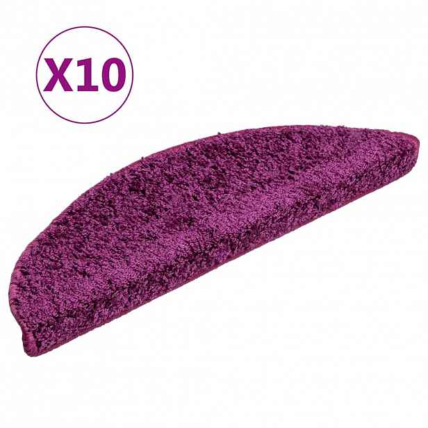 vidaXL Schodové rohože 10 ks 56x17x3 cm fialové půlkulaté