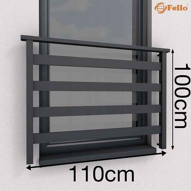 Francouzská okenní zábradlí hliníková 110 cm 7016
