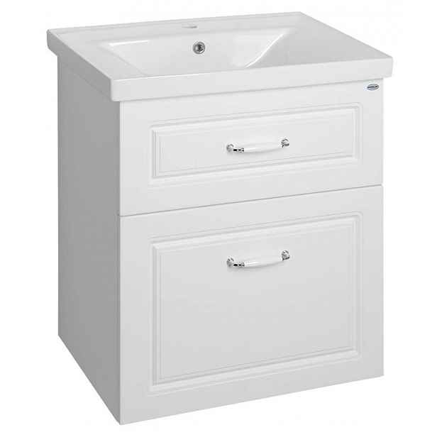 Aqualine Favolo - Umyvadlová skříňka 62x73x44 cm, 2 zásuvky, bílá mat FV265
