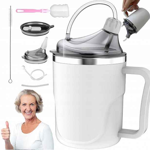Hrnek Na Jídlo A Pití Pro Seniory 400 ML, Hrnek Odolný Proti Rozlití