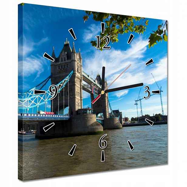 Nástěnné hodiny 30x30 Tower Bridge s oblohou