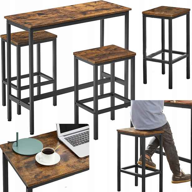 Set do jídelny Stůl 2 stoličky Barový stůl Úzké barové židle Hokery