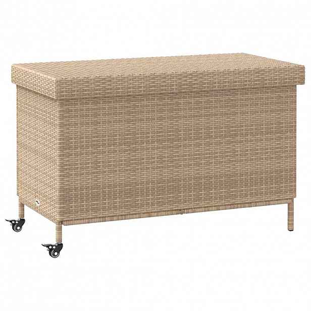 vidaXL Zahradní úložný box s kolečky smíšený béžový 110x55x73 cm