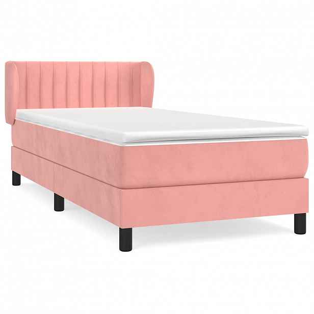 vidaXL Box spring postel s matrací růžová 80 x 200 cm samet