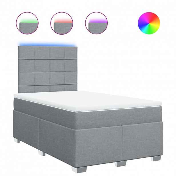 vidaXL Box spring postel s matrací světle šedá 120x190 cm textil