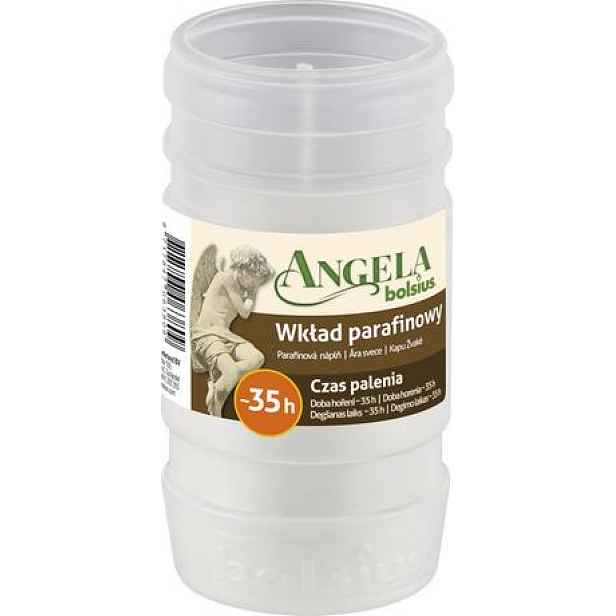 Bolsius NÁPLŇ DO HŘBIT. SVÍČEK ANGELA 35H, PARAFÍN, BÍLÁ