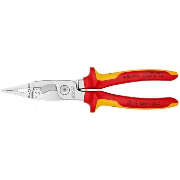 Kleště pro elektrické instalace Chromované Vde 200 mm Knipex 13 86 200