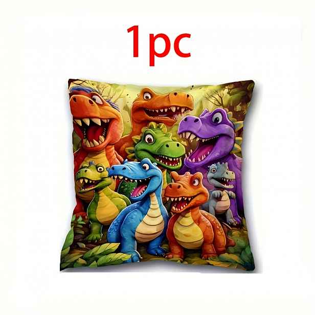 TEMU 1/4 ks Moderní abstraktní dinosauří rodinný povlaků na polštáře Zvířecí motiv Povlaky na polštáře Lze prát v pračce, Zapínání na zip, Vhodné pro