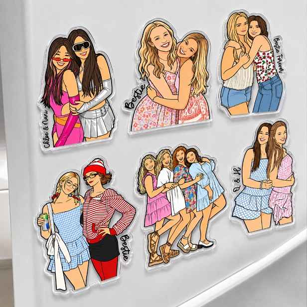 TEMU 1 ks 2D magnet s portrétem pro nejlepší kamarádku, magnet pro nejlepší kamarádku, dárky pro nejlepší kamarádku, dárek k narozeninám pro ni,